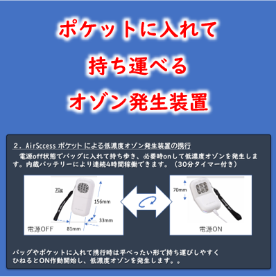 小型低濃度オゾン発生装置／エアサクセス ポケット